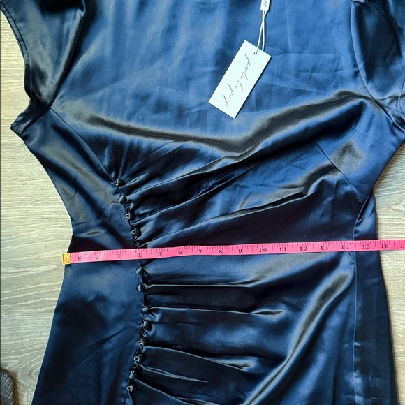 NEW Petal & Pup Lisbeth midi dress in navy satin Medium - Picture 12 of 13
